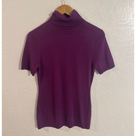 Trina Turk Los Angeles Purple Turtleneck 100% Wool Sweater Top - Picture 1 of 9